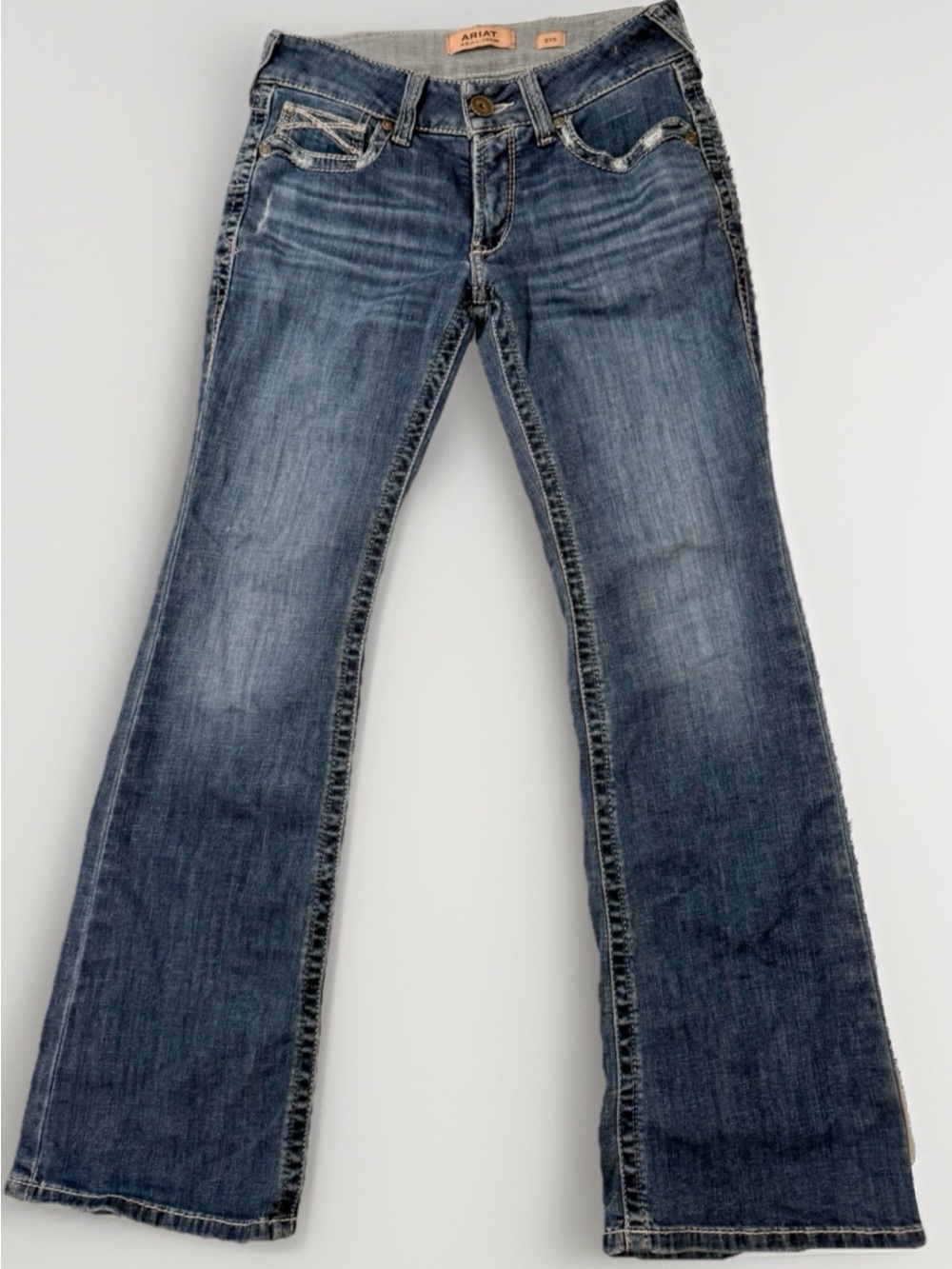 Ariat R.E.A.L. Jeans Womens 27S Blue Bootcut Mid Rise Flare Embroidered Denim